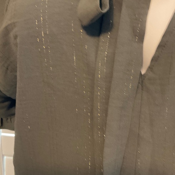 Como Vintage Dark Blouse with Ruffle and Tie - Picture 2 of 8